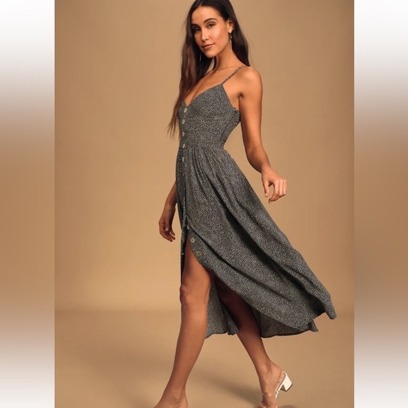 Auguste the Lable Tear Drop Staple Charcoal Drop Print Midi Dress Sz 6 US - Picture 2 of 14